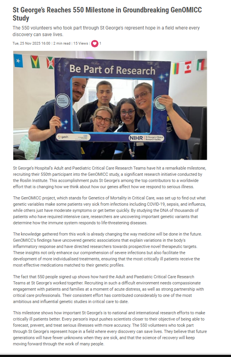 Photo of critical care research team